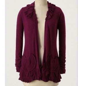 Anthropologie Guinevere sweater Purple ruffle GUC